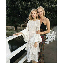 Load image into Gallery viewer, Spring Elegant Heavy Lace Embroidery Flare Sleeve Dress