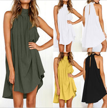 Load image into Gallery viewer, Jewel neck pleated cotton A Line Dress