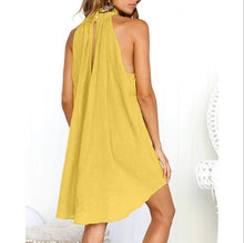 Load image into Gallery viewer, Jewel neck pleated cotton A Line Dress