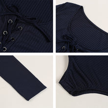 Load image into Gallery viewer, Long Sleeve Bandage Knit Body Suit        Plus Size 5xl Female Bodysuit