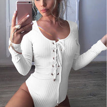 Load image into Gallery viewer, Long Sleeve Bandage Knit Body Suit        Plus Size 5xl Female Bodysuit