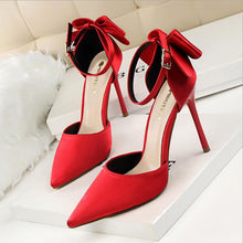 Load image into Gallery viewer, Silk Satin Bow Back Mary Janes