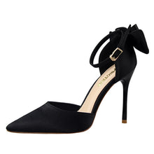 Load image into Gallery viewer, Silk Satin Bow Back Mary Janes