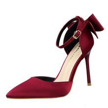 Load image into Gallery viewer, Silk Satin Bow Back Mary Janes