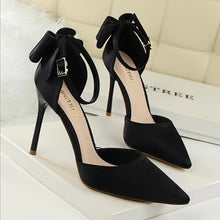 Load image into Gallery viewer, Silk Satin Bow Back Mary Janes