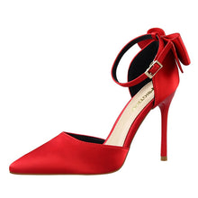 Load image into Gallery viewer, Silk Satin Bow Back Mary Janes