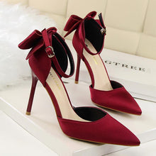 Load image into Gallery viewer, Silk Satin Bow Back Mary Janes