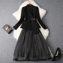 Load image into Gallery viewer, Two Piece  Blazer Suit  with Long Sleeve Jacket+Midi Tulle Skirt Set