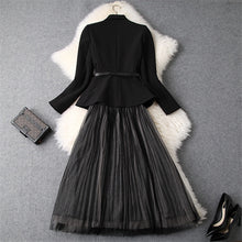 Load image into Gallery viewer, Two Piece  Blazer Suit  with Long Sleeve Jacket+Midi Tulle Skirt Set