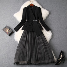 Load image into Gallery viewer, Two Piece  Blazer Suit  with Long Sleeve Jacket+Midi Tulle Skirt Set