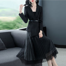 Load image into Gallery viewer, Two Piece  Blazer Suit  with Long Sleeve Jacket+Midi Tulle Skirt Set