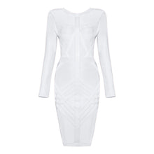 Load image into Gallery viewer, Super Stretch Back Zipper Jewel Neck Geo Dress