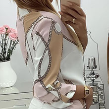 Load image into Gallery viewer, Chains Print Button Design Blouse                Tops And Blouses