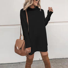 Load image into Gallery viewer, Over sized Turtleneck Knitted Sweater Dress