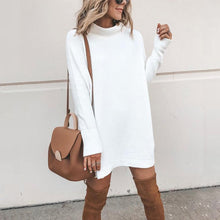 Load image into Gallery viewer, Over sized Turtleneck Knitted Sweater Dress