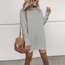 Load image into Gallery viewer, Over sized Turtleneck Knitted Sweater Dress