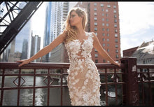 Load image into Gallery viewer, Full Appliques Illusion Button Back Bridal Gown