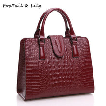 Load image into Gallery viewer, Crocodile Pattern Genuine Leather Shoulder Bag  High Quality