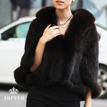 Load image into Gallery viewer, Mink Fur Shawl Wrap Fox Fur Collar Cover With Mink Fur