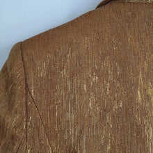 Load image into Gallery viewer, Gold Metallic Fabric Designer Blazer Double Breasted Blazer