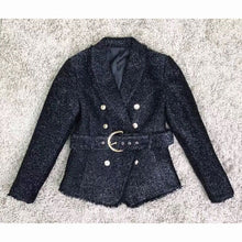Load image into Gallery viewer, Belted Designer Blazer with Gold  Glitter