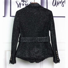 Load image into Gallery viewer, Belted Designer Blazer with Gold  Glitter