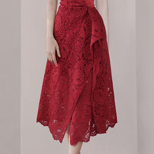 Load image into Gallery viewer, A-Line Red Bandage Dress Floral Lace  Spaghetti Strap Dress