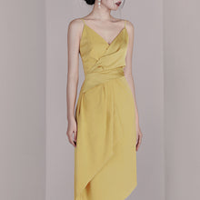 Load image into Gallery viewer, Spaghetti Strap V Neck Asymmetrical Hem Dress