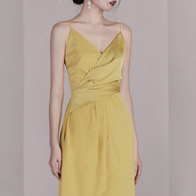 Load image into Gallery viewer, Spaghetti Strap V Neck Asymmetrical Hem Dress