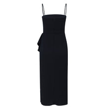 Load image into Gallery viewer, Spaghetti Straps  Ruffle Slit Black Dress