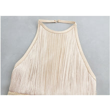 Load image into Gallery viewer, Halter Ankle-Length Tiered Fringe Dress..