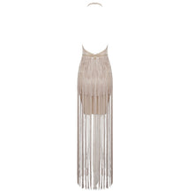 Load image into Gallery viewer, Halter Ankle-Length Tiered Fringe Dress..