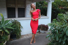 Load image into Gallery viewer, Elegant Ruffle One Shoulder Asymmetrical Sleeveless Knee Length Dress....
