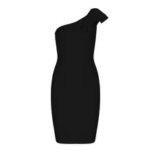 Load image into Gallery viewer, Elegant Ruffle One Shoulder Asymmetrical Sleeveless Knee Length Dress....