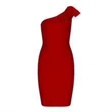 Load image into Gallery viewer, Elegant Ruffle One Shoulder Asymmetrical Sleeveless Knee Length Dress....