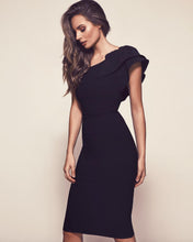 Load image into Gallery viewer, Elegant Ruffle One Shoulder Asymmetrical Sleeveless Knee Length Dress....