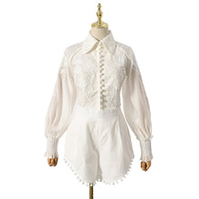 Load image into Gallery viewer, Autumn Floral Embroidery Long Lantern Sleeve Top