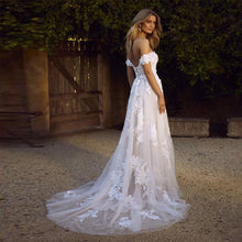 Load image into Gallery viewer, Off the Shoulder A Line  Wedding Gown