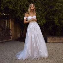Load image into Gallery viewer, Off the Shoulder A Line  Wedding Gown