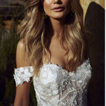 Load image into Gallery viewer, Off the Shoulder A Line  Wedding Gown