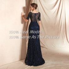 Load image into Gallery viewer, Long Black Beaded Lace Evening Dress