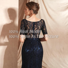 Load image into Gallery viewer, Long Black Beaded Lace Evening Dress