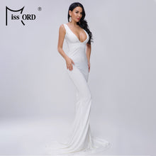 Load image into Gallery viewer, Deep V Neck Backless Column Gown
