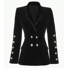 Load image into Gallery viewer, Diamond Button Double Breasted  Sleek Velvet Jacket