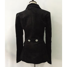 Load image into Gallery viewer, Diamond Button Double Breasted  Sleek Velvet Jacket