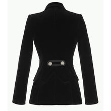 Load image into Gallery viewer, Diamond Button Double Breasted  Sleek Velvet Jacket