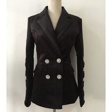 Load image into Gallery viewer, Diamond Button Double Breasted  Sleek Velvet Jacket