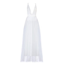 Load image into Gallery viewer, Deep V Neck Tulle Over Skirt Gown