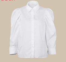 Load image into Gallery viewer, Cotton Gathered Sleeve Blouse