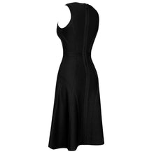 Load image into Gallery viewer, Fit and Flare Black Bandage Dress
